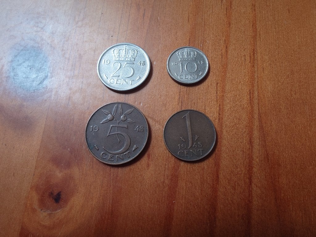 Muntenset Wilhelmina 1948: Kwartje, Dubbeltje, Stuiver, Cent, Postzegels en Munten, Munten | Nederland, Ophalen of Verzenden, Koningin Wilhelmina