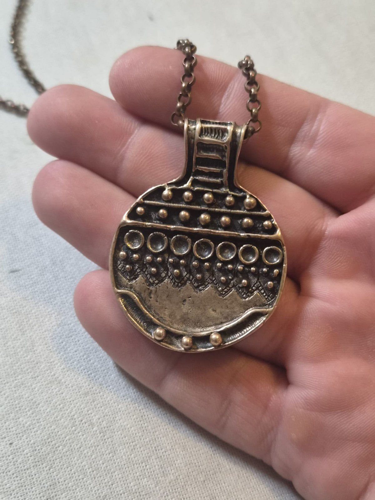 Vintage David-Andersen Bronzen Hanger Ketting, Ophalen of Verzenden