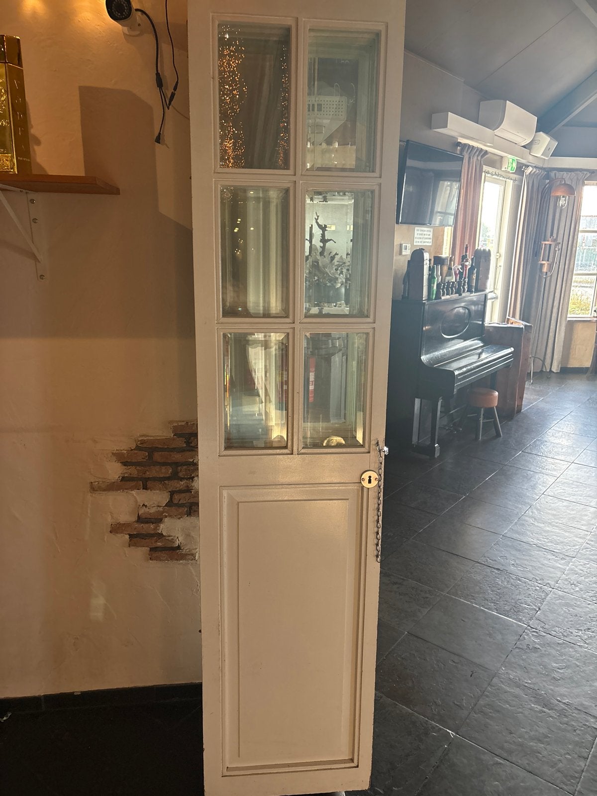 Witte vouwdeur met glaspanelen, Ophalen, Gebruikt, 120 cm of meer, Binnendeur