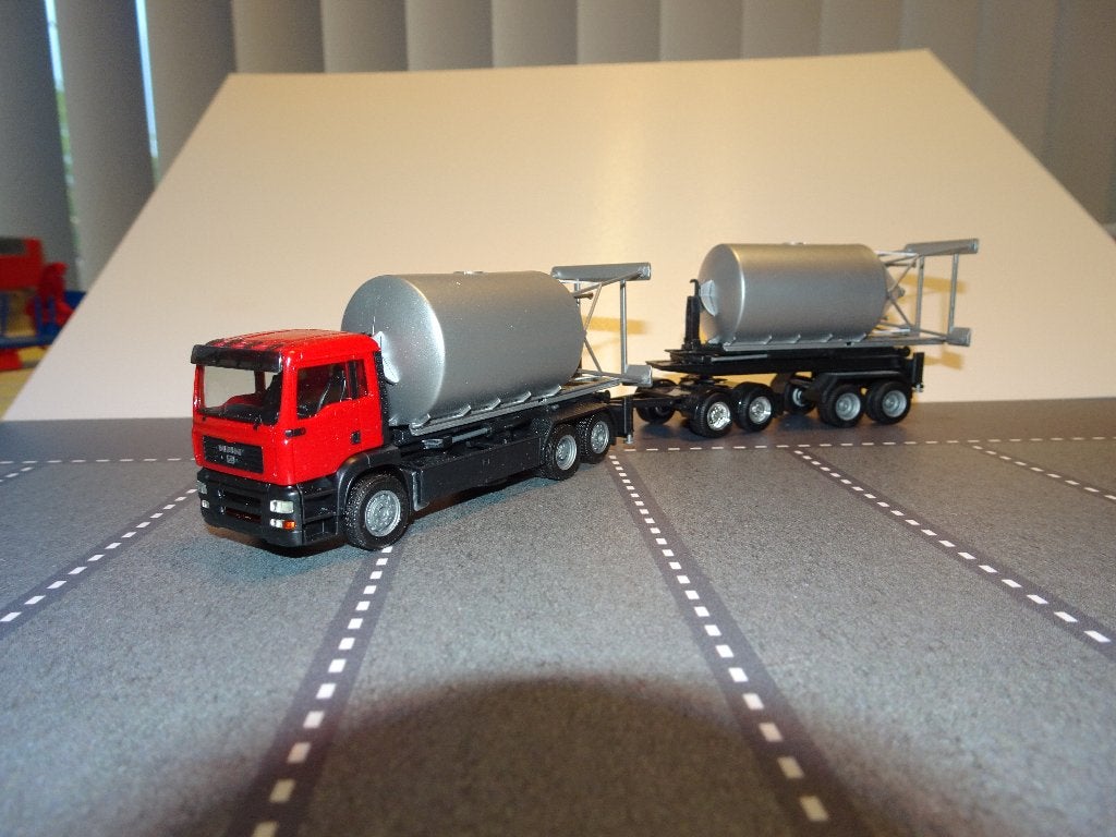 829 herpa man tga silo combi code 3 1:87 truck trein bouw, Ophalen of Verzenden, Zo goed als nieuw, Bus of Vrachtwagen, Herpa
