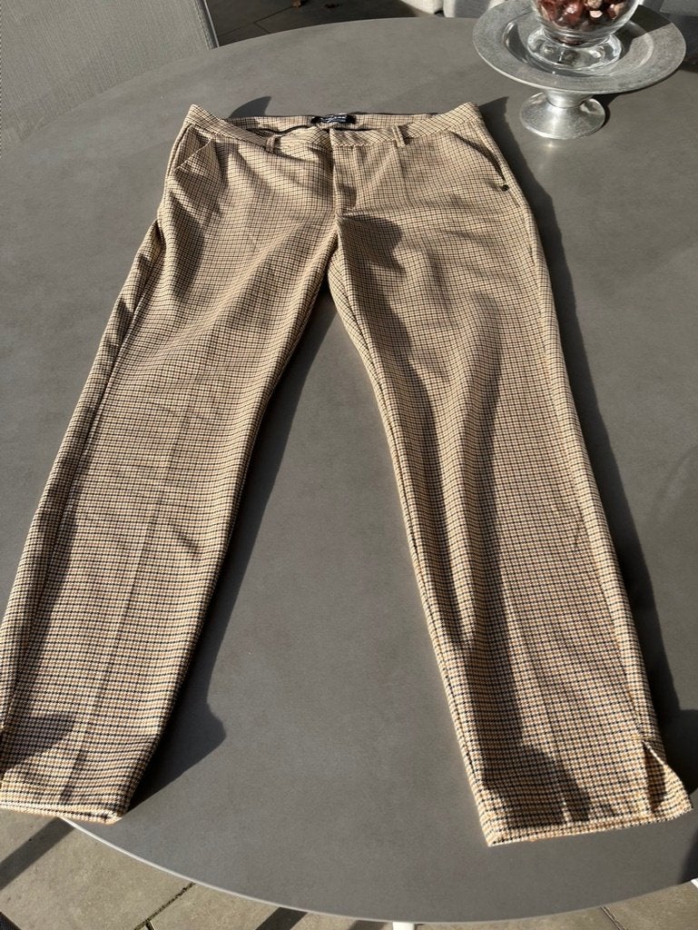 Okergeel/zwart/ecru geruite Nickjean pantalon, maat 44, Kleding | Dames, Broeken en Pantalons, Overige kleuren, Verzenden, Maat 42/44 (L)