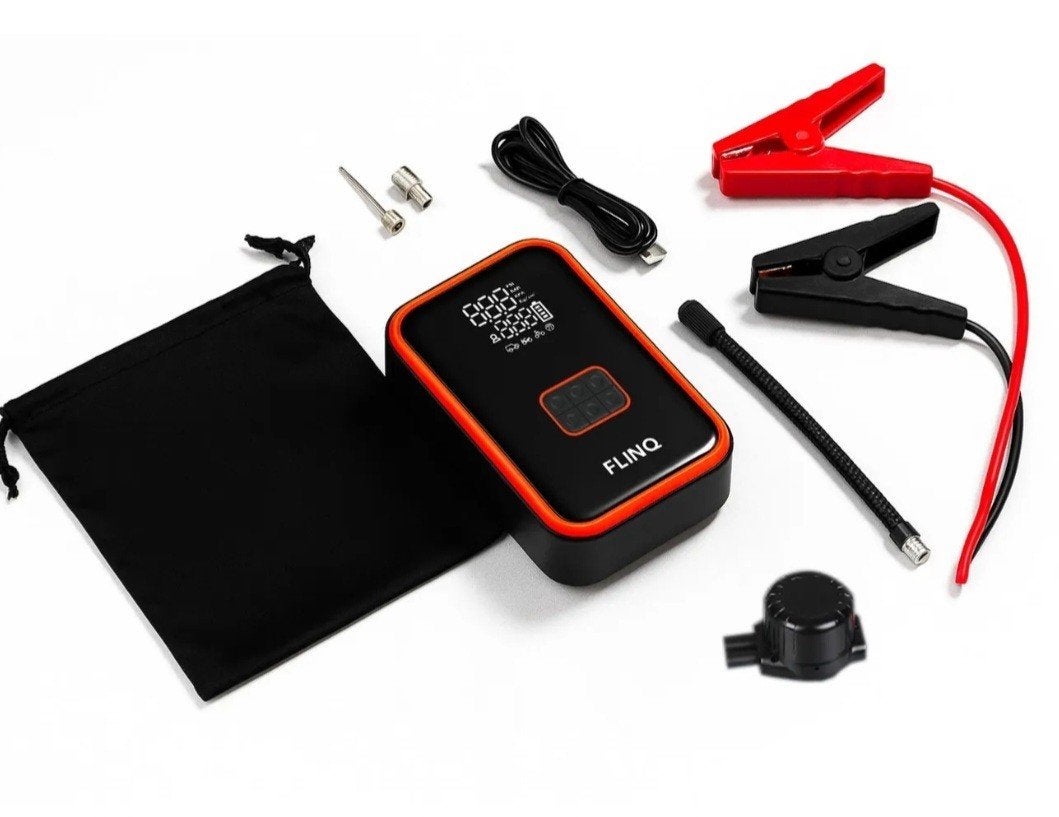 FlinQ 12V Jumpstarter & Compressor - 4-in-1 Starthulp, Ophalen of Verzenden, Nieuw