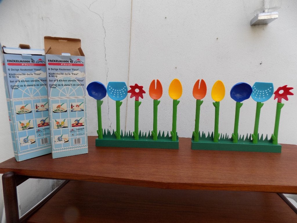 Vintage keukenset Fleur 6 delig Fackelmann multicolor, Ophalen of Verzenden, Gebruikt, Kunststof