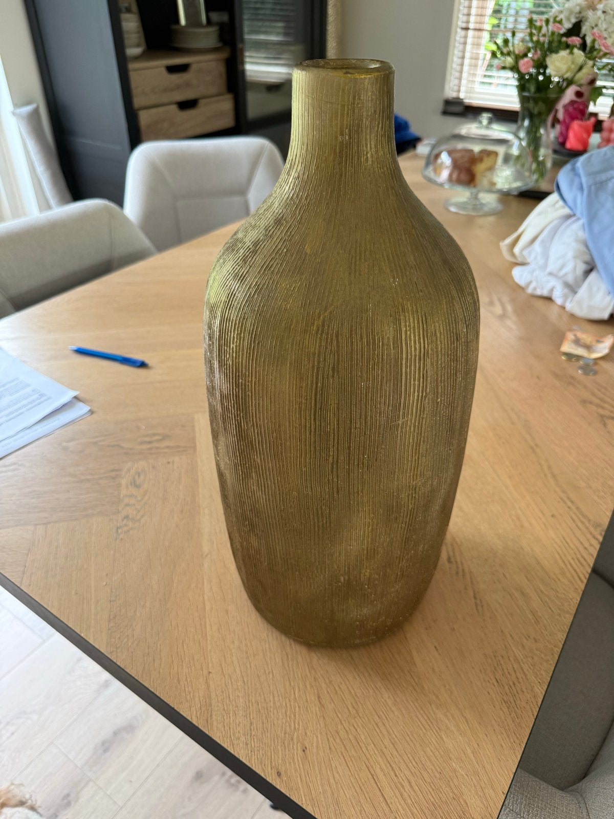 Gouden vaas met textuur, Antiek en Kunst, Ophalen
