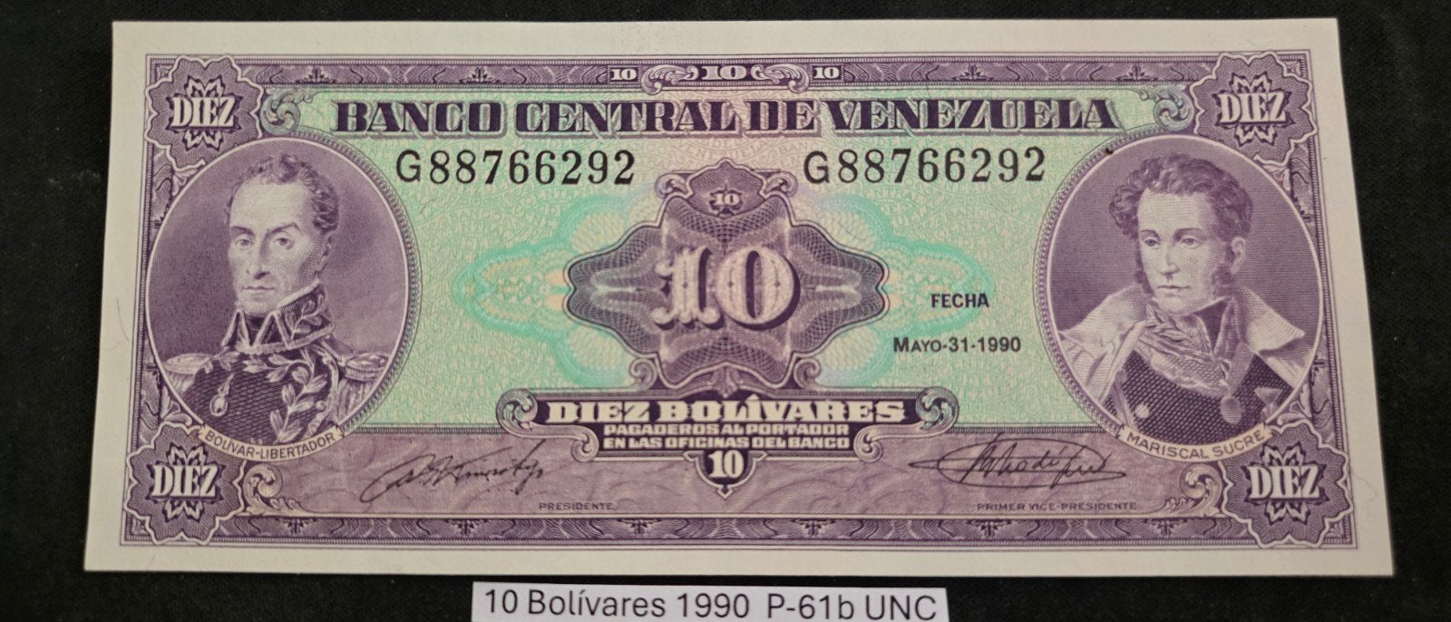 Venezuela 10 Bolívares 1990 P-61b UNC - Los biljet, Ophalen of Verzenden, Zuid-Amerika, Los biljet