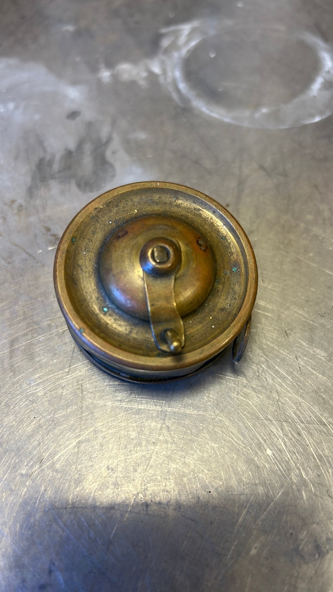 Vintage Couturier meetlint in messing behuizing, Ophalen