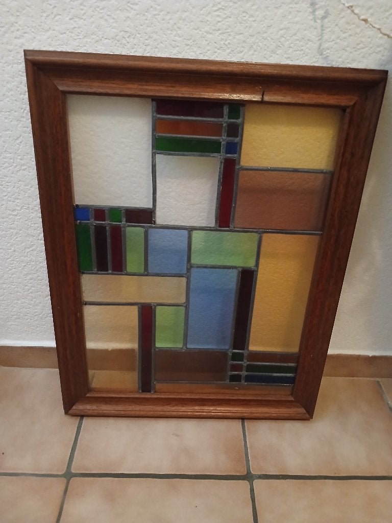 oud glas in lood raam ca. 65*53 cm perfecte staat, Ophalen of Verzenden