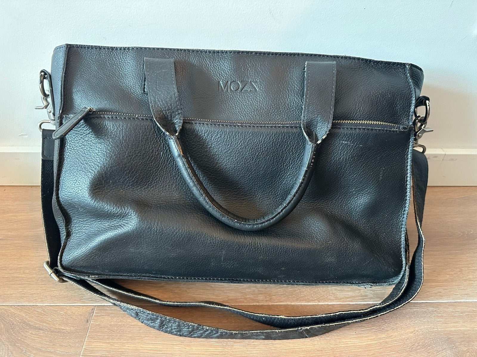 Mozz bags, mooie leren luiertas, zwart, Verzorgingstas, Mozz, Meerdere opbergvakken, Zwart