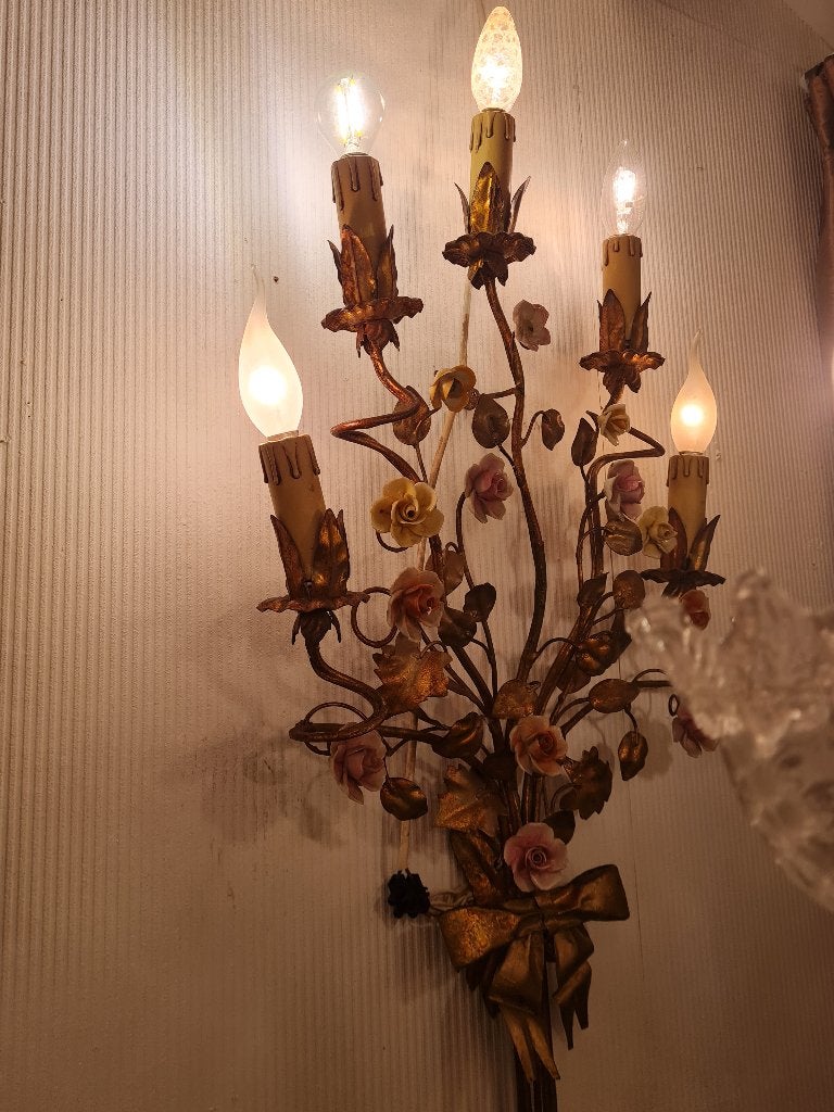 Zeer oude Capodimonte wand lamp foto 1 t/m 4 hoog 75cm, Heikant 21 Kaatsheuvel, Belle Vieille Brocante, Ophalen of Verzenden, Zo goed als nieuw