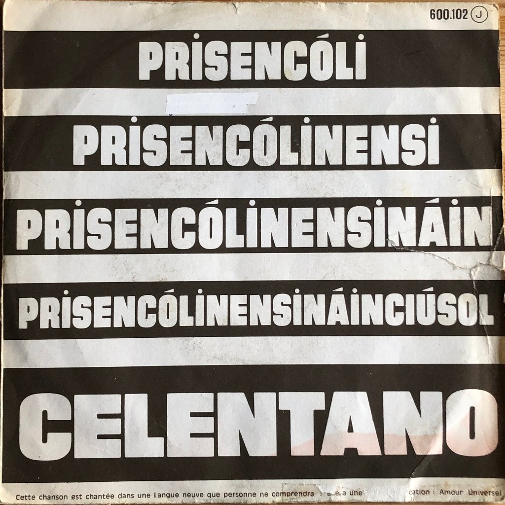 1973	Adriano Celentano	Prisencolinensinainciusol, Cd's en Dvd's, Fotohoes, 7 inch, Ophalen of Verzenden, Zo goed als nieuw