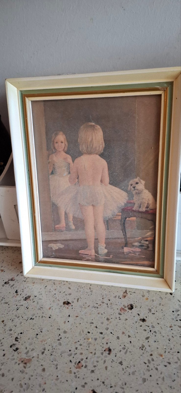 Vintage Schilderij: Ballerina met Hondje, Ophalen of Verzenden
