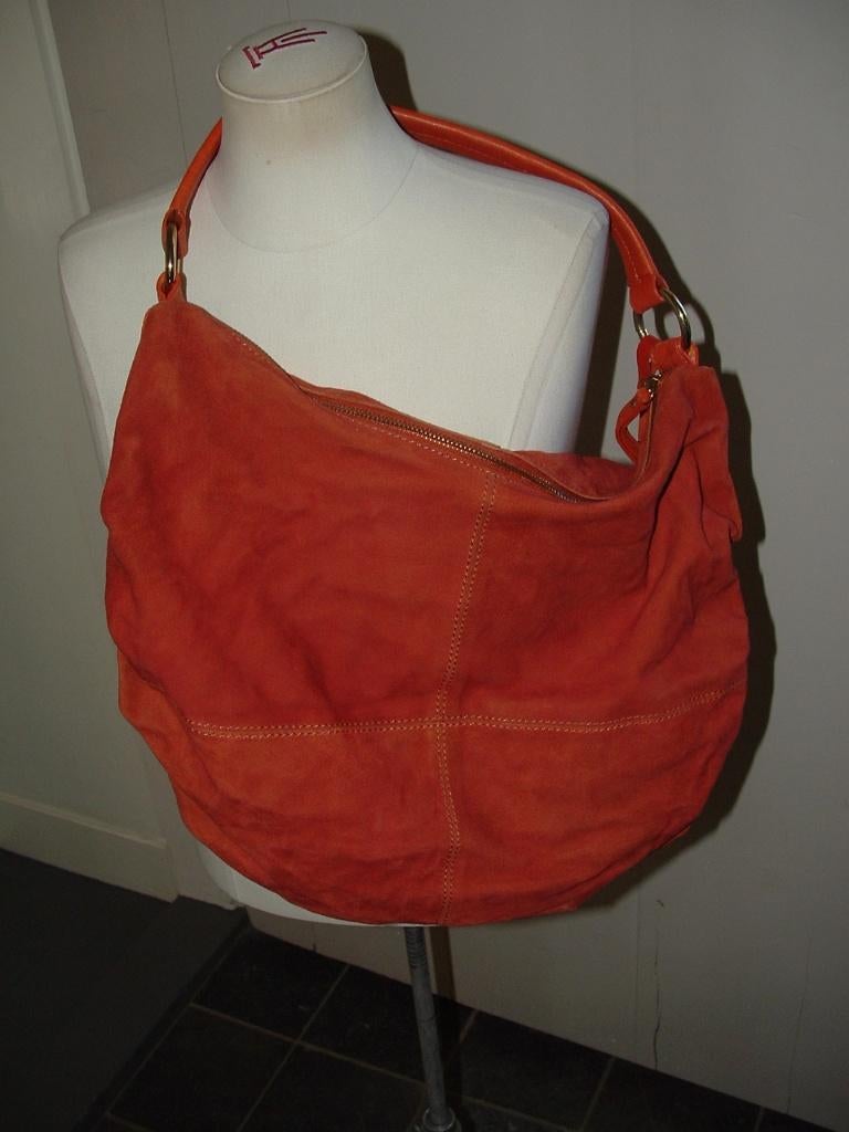 Echt suede Gio Gini schoudertas - tas - damestas, Overige merken, Overige kleuren, Ophalen of Verzenden, Zo goed als nieuw