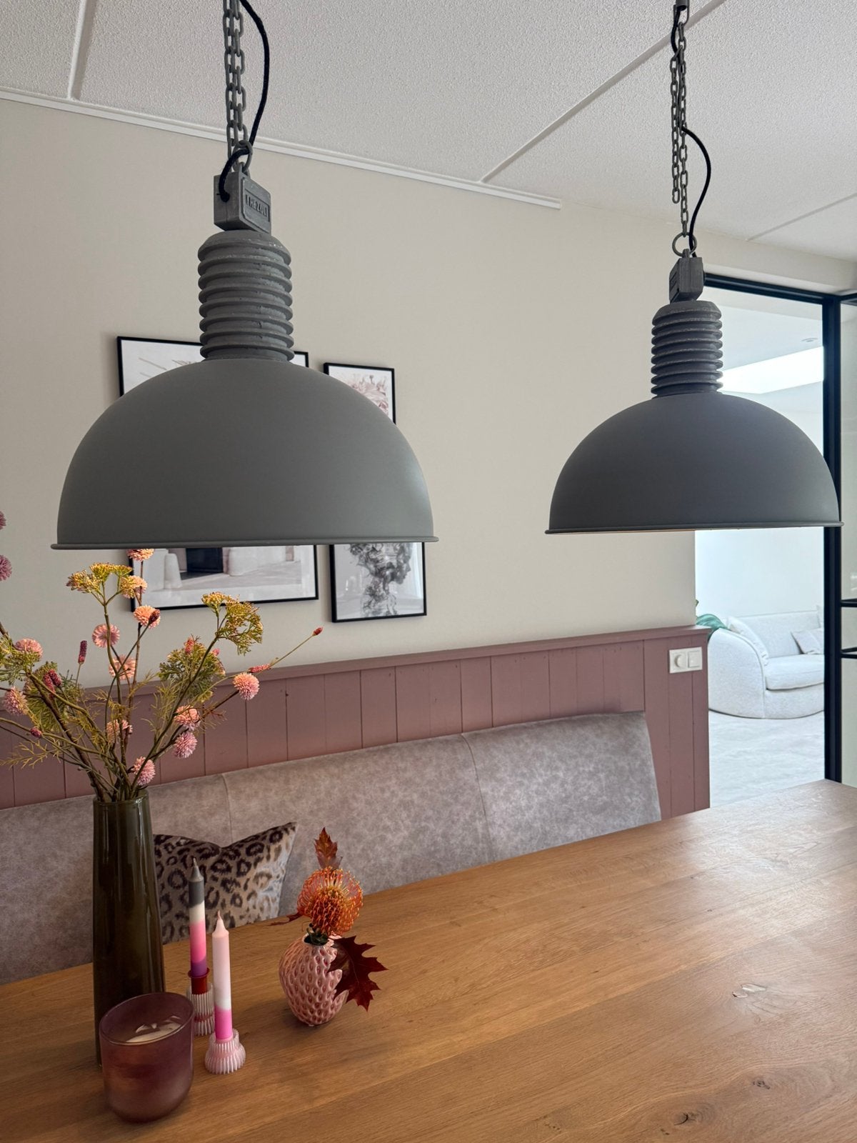 Twee hanglampen van frezoli industrieel, Ophalen, Zo goed als nieuw