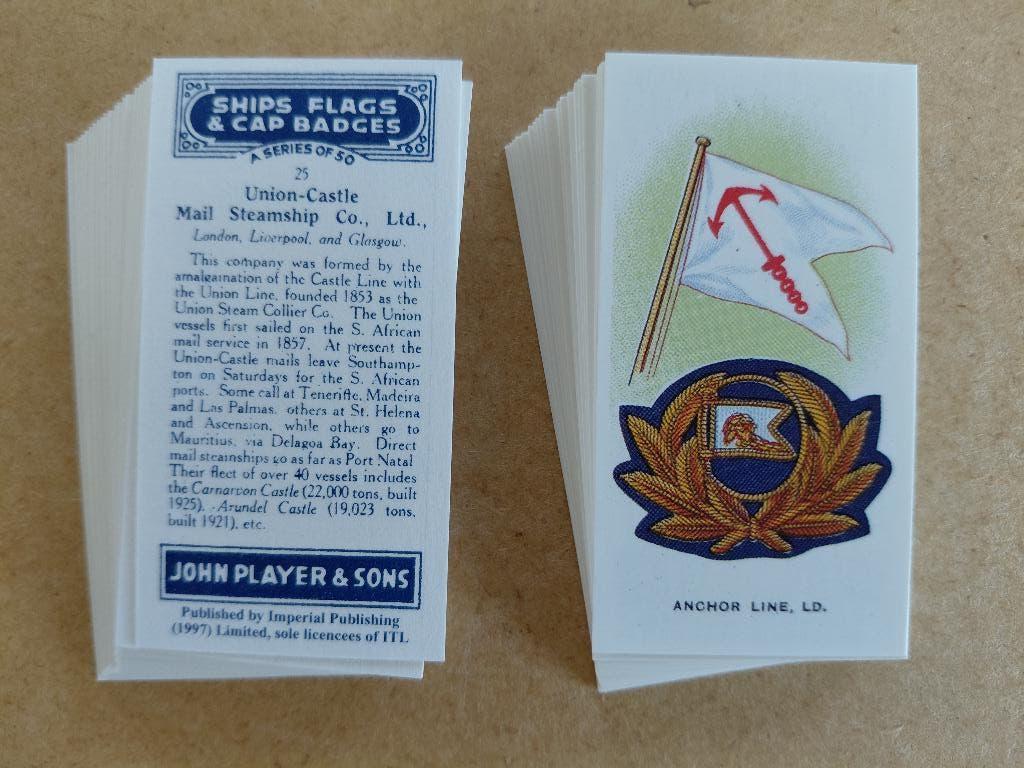 Ships Flags & Cap Badges compl. set 50 cigarette cards REPRO, Ophalen, Zo goed als nieuw, Overige typen