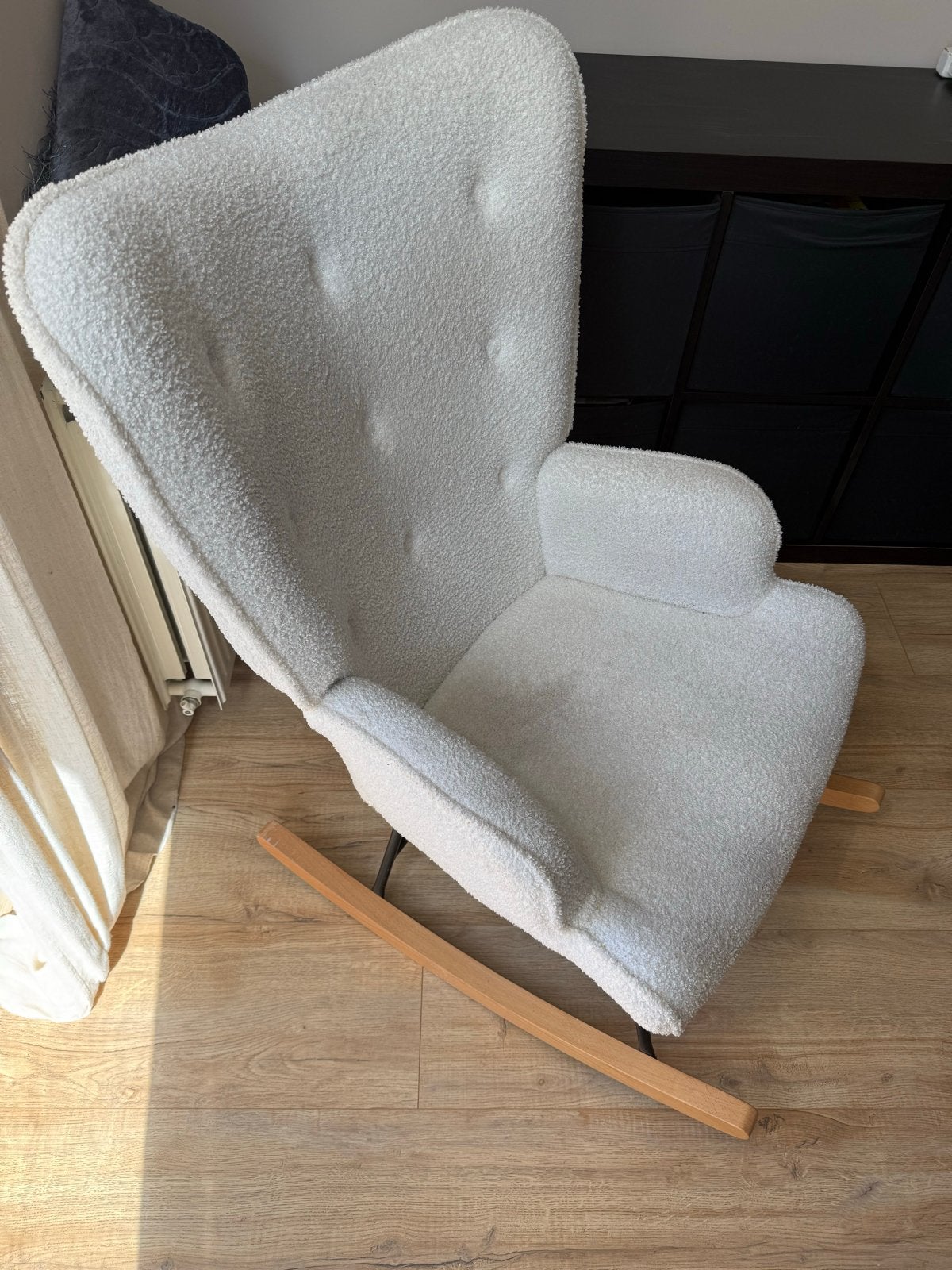 Aemely Schommelstoel Mama - Beige Teddy & Blank Hout, Ophalen, Overige kleuren, Zo goed als nieuw, Eén