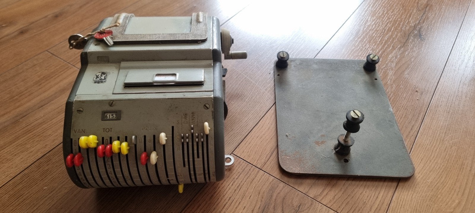 Beckson Kaartjesautomaat / Bus Kassa + lederen draagtas, Verzamelen, Ophalen, Gebruikt