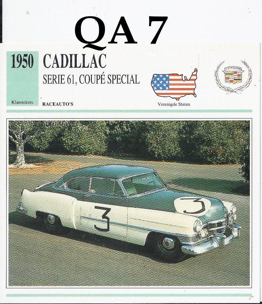 Qa7 autokaart cadillac serie 61, coupe special 1950, Ophalen of Verzenden, Zo goed als nieuw, Auto's