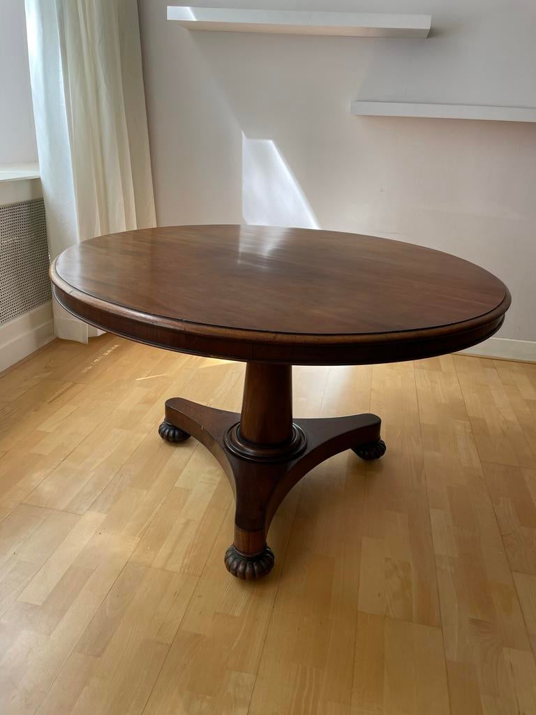 Antieke ronde mahonie klaptafel, Ophalen