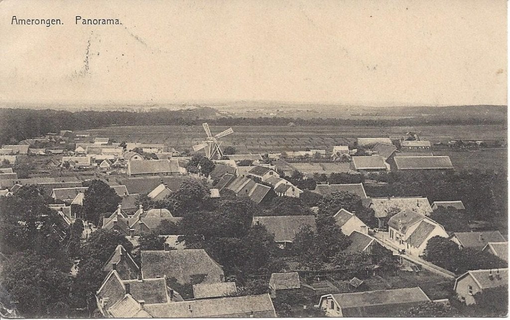 Amerongen (Utr.) Panorama, Dorpsgezicht, Molen, gelopen 1927, Ophalen of Verzenden, 1920 tot 1940, Gelopen, Utrecht