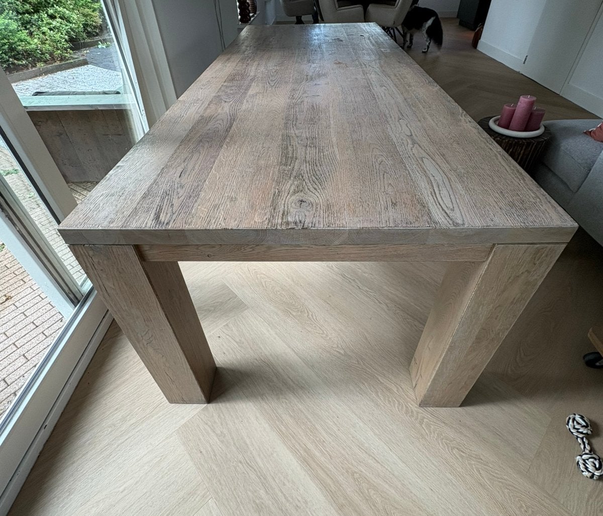 Eetkamer tafel, Ophalen, Gebruikt, Eikenhout, 200 cm of meer