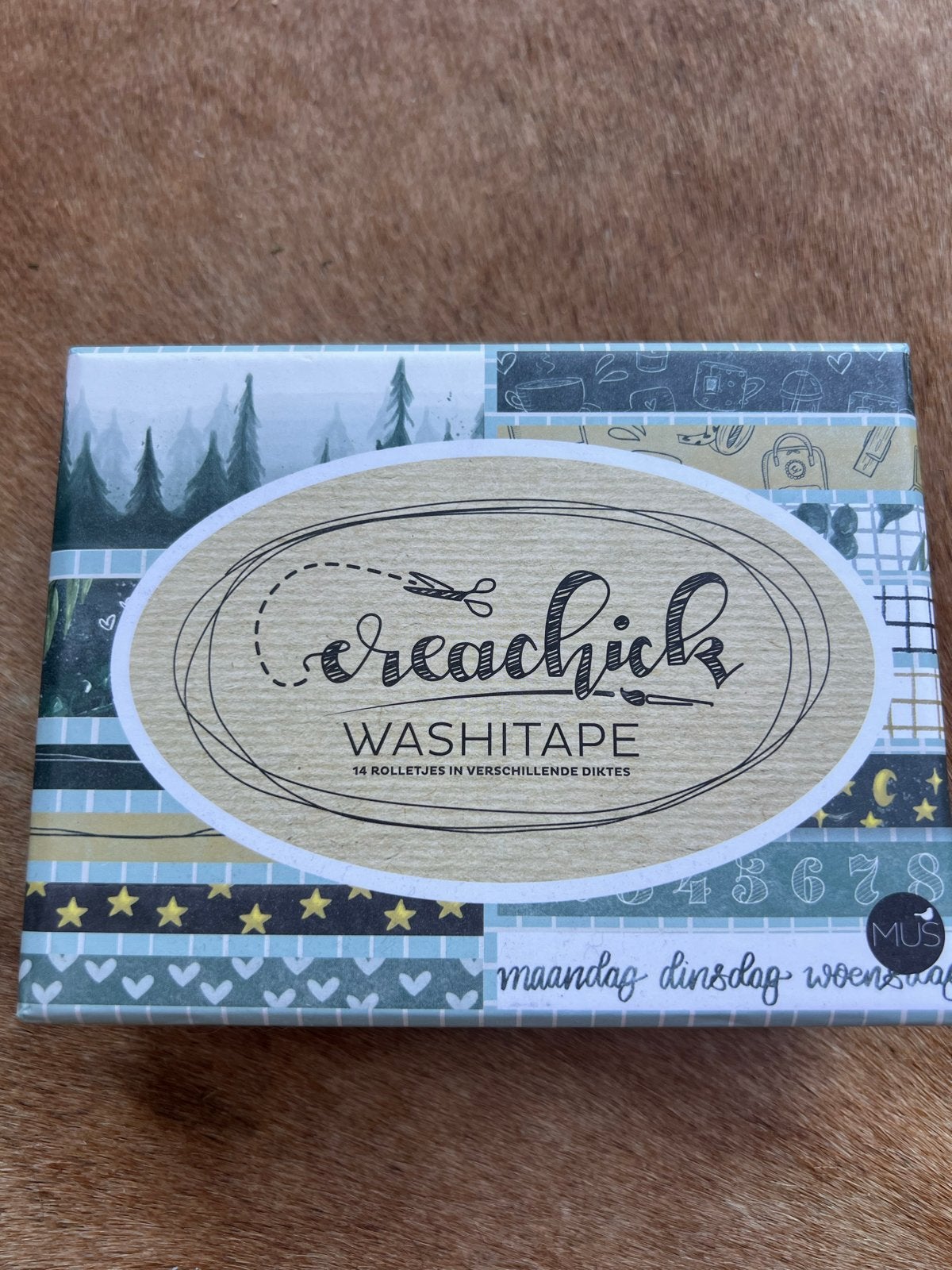 Creachick Washi Tape Set - 14 rolletjes, Zelfklevend, Meerkleurig, Zo goed als nieuw, Papier of Karton