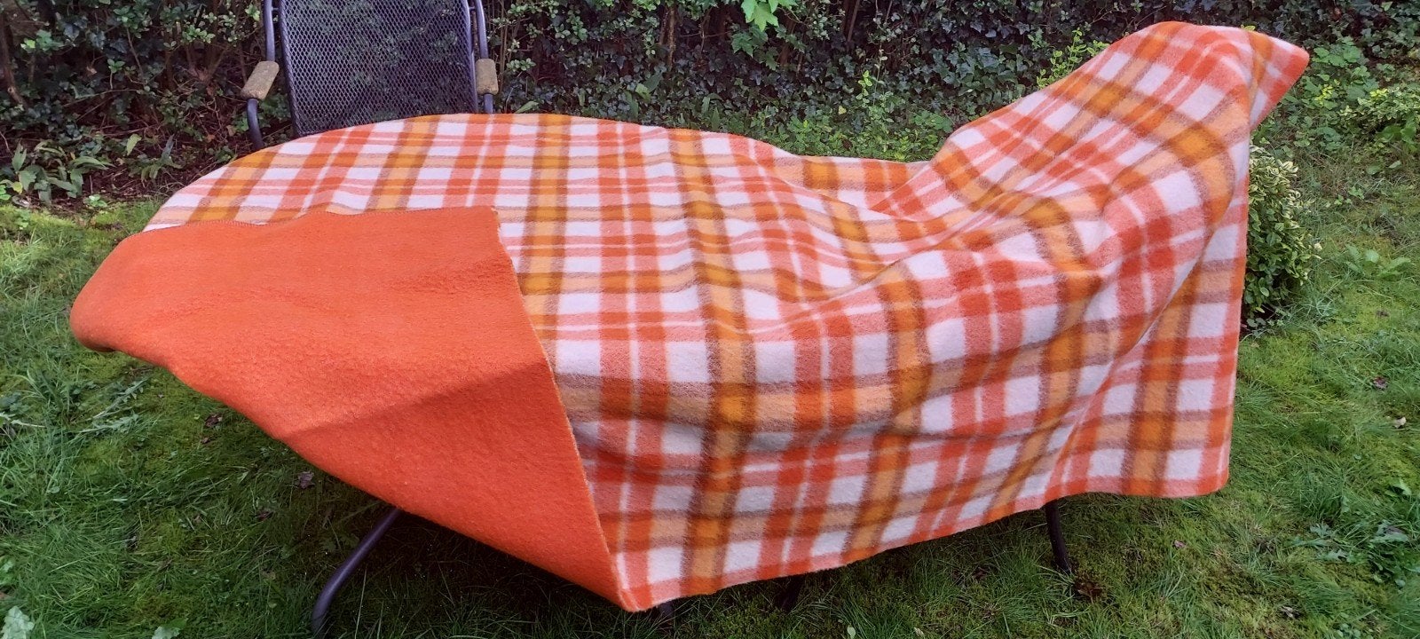 oranje 100 % scheerwol deken 240x200 oranje/ ruit., Ophalen, Lits-jumeaux, Oranje, Overige merken