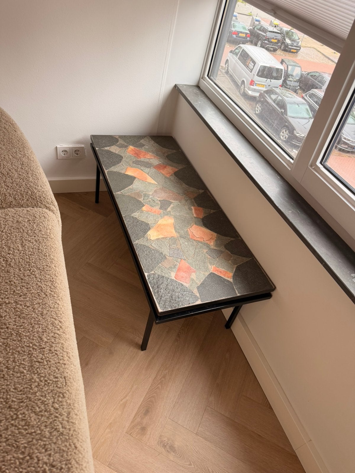 Salontafel steen mozaiek, Ophalen, Gebruikt, 100 tot 150 cm, 50 tot 100 cm