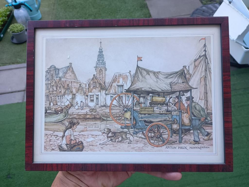 Anton Pieck Prent Monnickendam - Kunsthandel Dick Jas, Ophalen of Verzenden