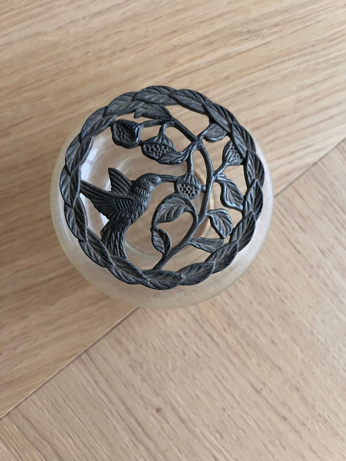 potpourri Glazen schaaltje met vogel Kolibrie, Antiek en Kunst, Antiek | Glas en Kristal, Ophalen of Verzenden
