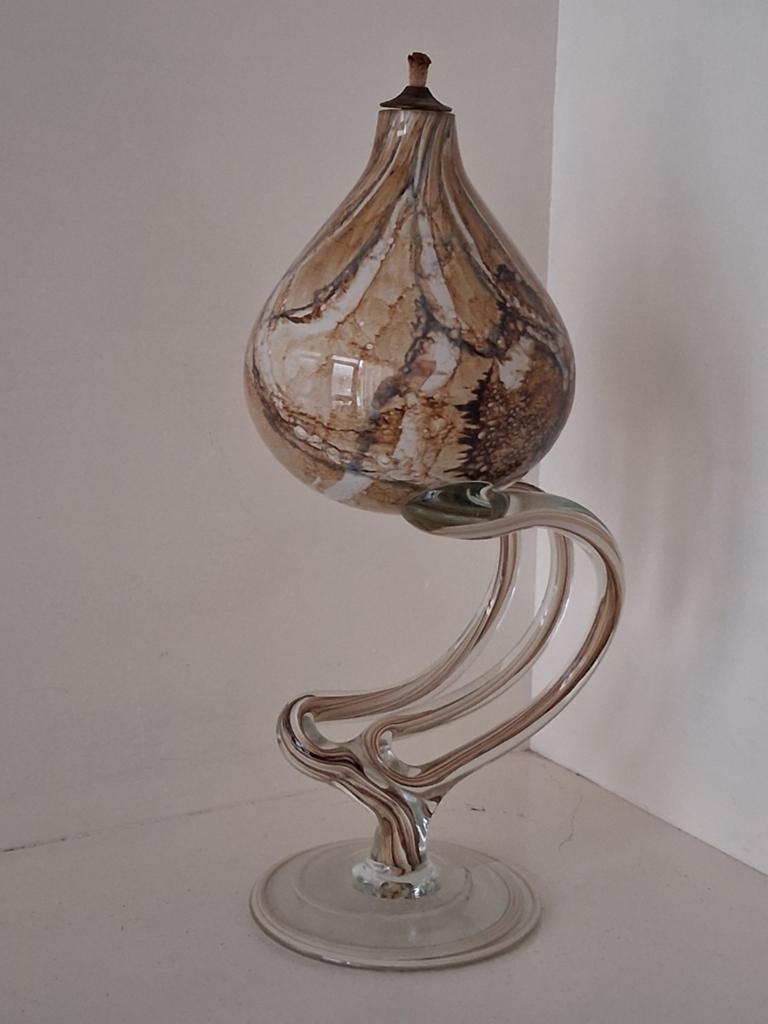 Vintage Jozefina Krosno "Jellyfish" Olielamp Glaskunst Polen, Ophalen of Verzenden