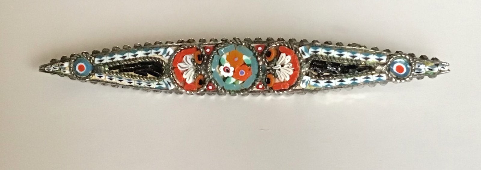 Antieke Italiaanse micro mozaïek broche, jaren '20, Sieraden, Tassen en Uiterlijk, Broches, Gebruikt, Overige materialen, Overige kleuren