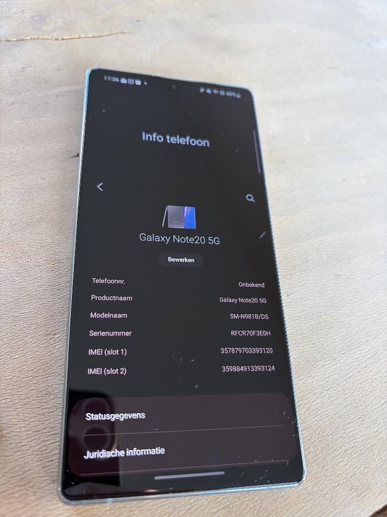 Samsung Galaxy Note20 5G - 256GB, Telecommunicatie, Mobiele telefoons | Samsung, Zwart, Touchscreen, Ophalen of Verzenden, Zo goed als nieuw
