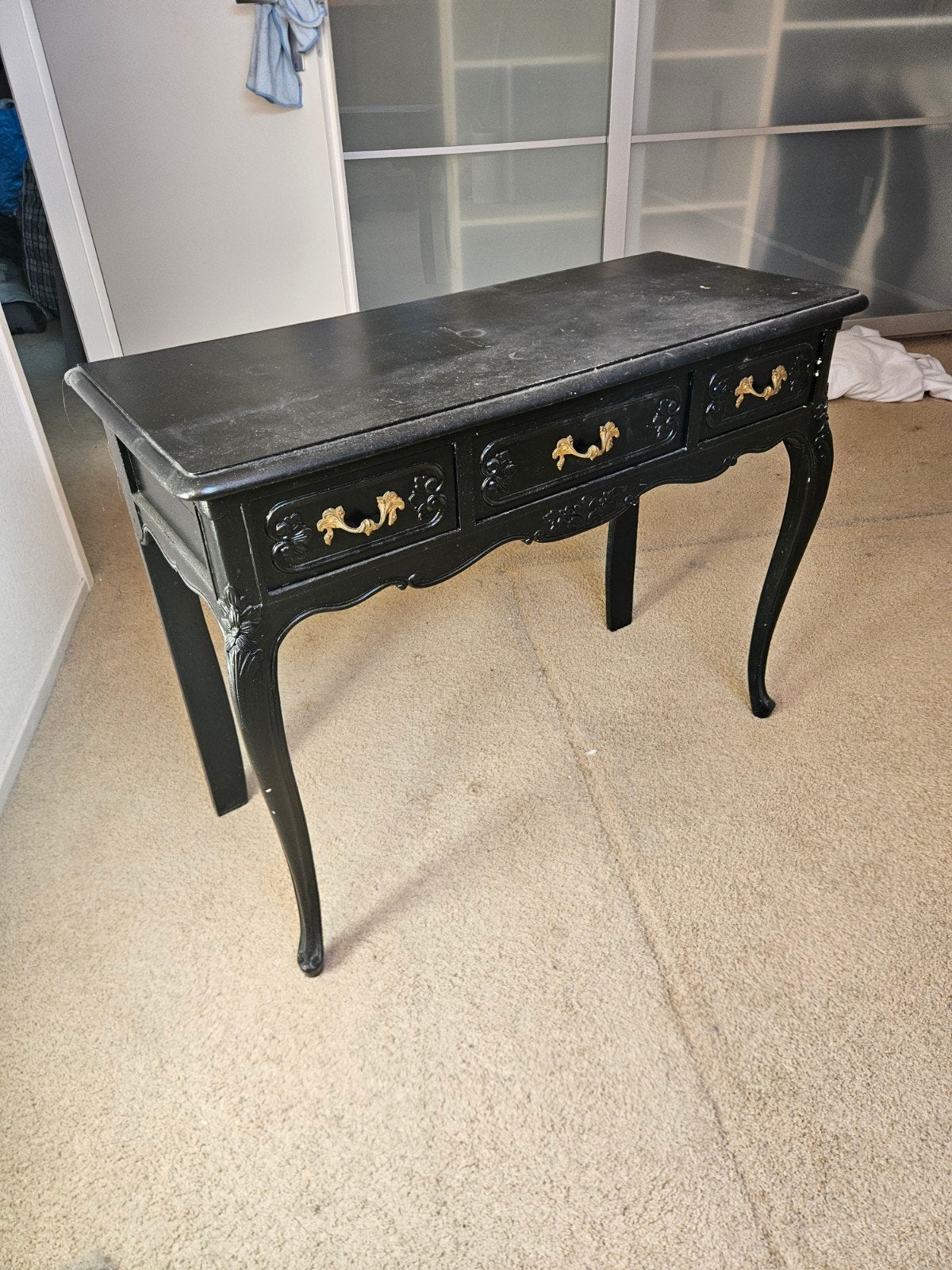 Zwart Barok Stijl wandtafel, Ophalen, Gebruikt, 75 cm of meer, 60 cm of meer