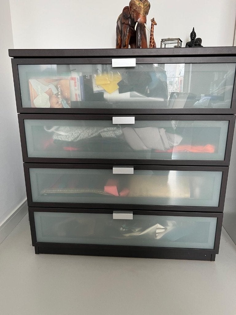 IKEA ladekast donkerbuin | 4 lades, Ophalen, Gebruikt, 50 tot 100 cm, 3 of 4 laden