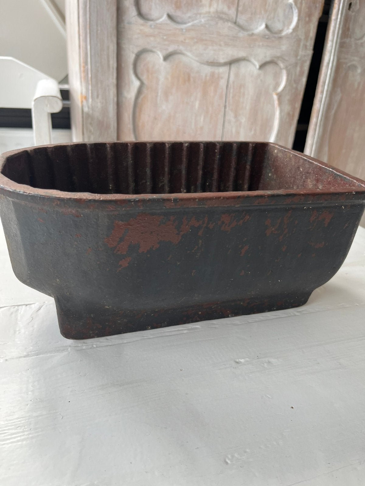 Prachtige Franse Brocante gietijzeren bak/vorm, Antiek en Kunst, Ophalen of Verzenden