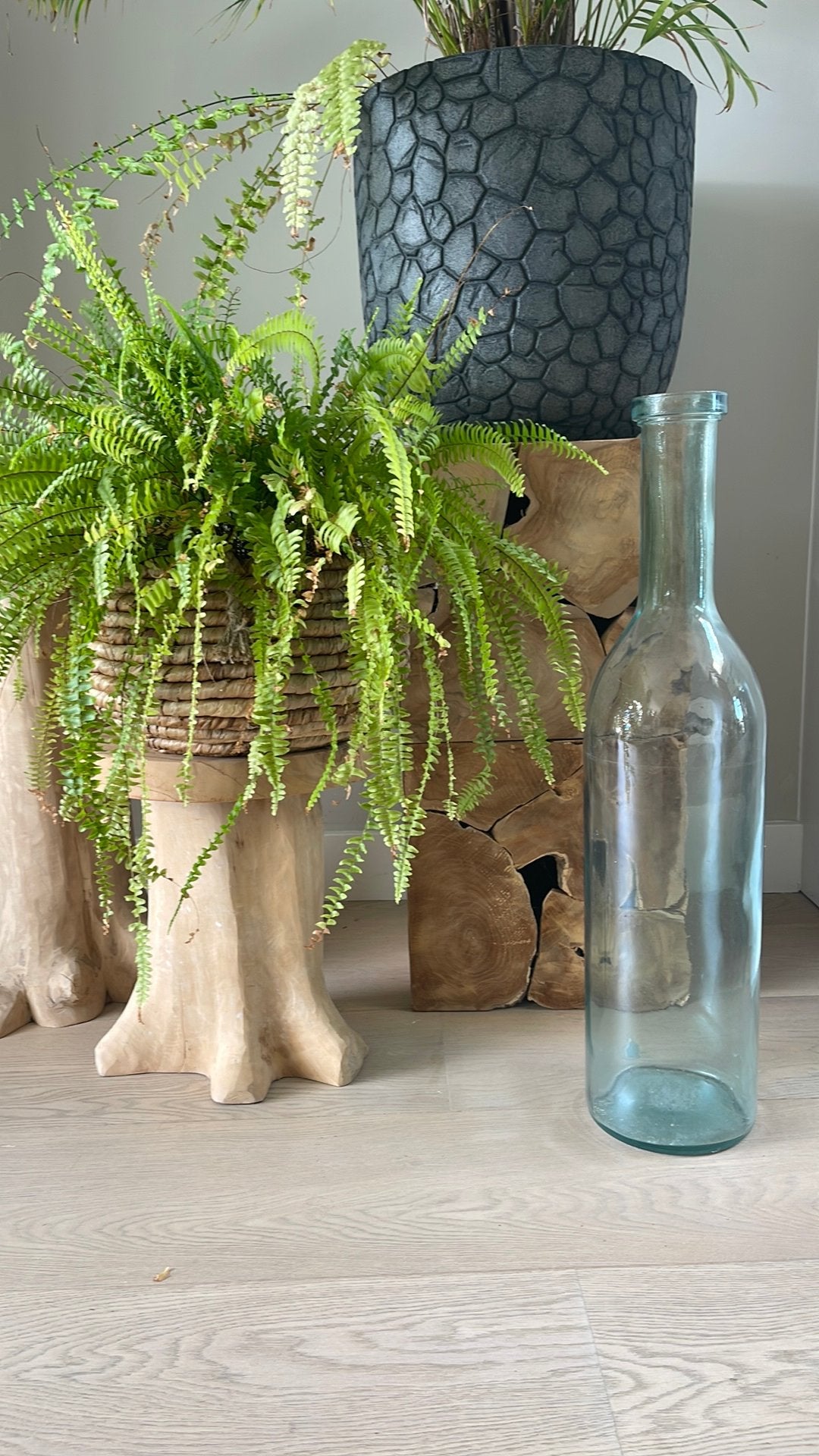 Prachtige glazen vaas. Groen glas. 76 cm hoog merk Mica, Ophalen, Zo goed als nieuw