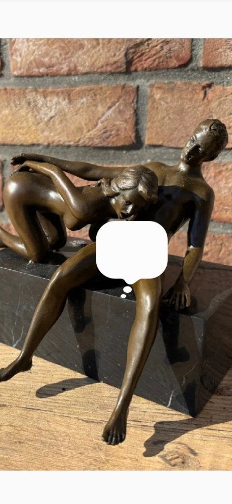 sexy beeld brons levensecht erotisch op marmeren voet, Overige onderwerpen, Brutalistisch, Ophalen of Verzenden, Brons