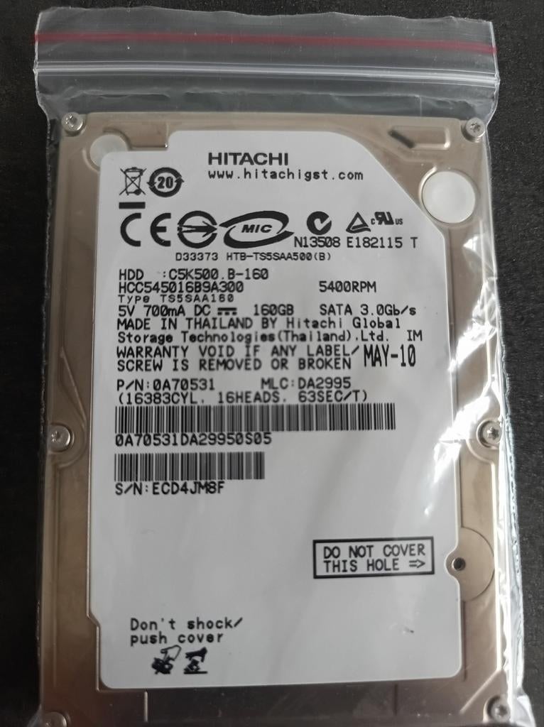 Hitachi HDD 160GB SATA3 - Werkend uit Tele2 TV ontvanger, Intern, Gebruikt, 160GB, Ophalen of Verzenden
