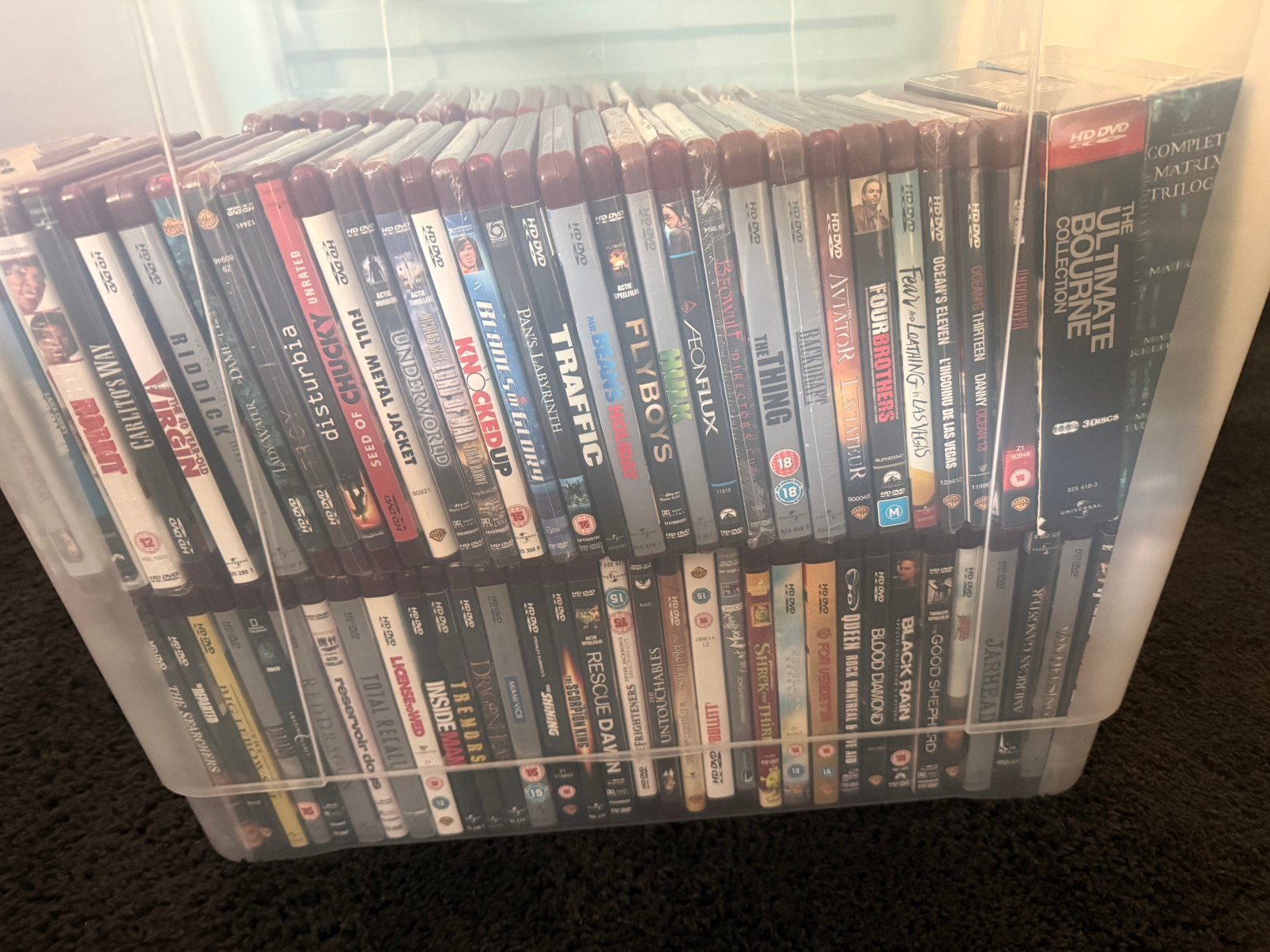 150 HD Films met Toshiba HD speler, Alle leeftijden, Ophalen, Zo goed als nieuw
