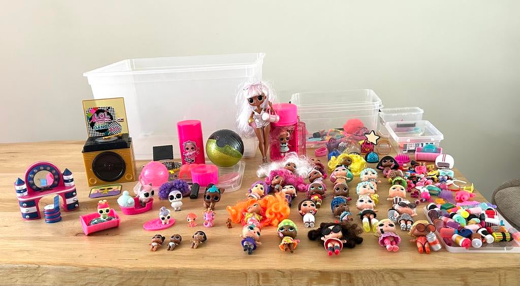 L.O.L surprise grote set inclusief OMG pop en opberg boxen, Ophalen of Verzenden, Gebruikt, Jongen of Meisje