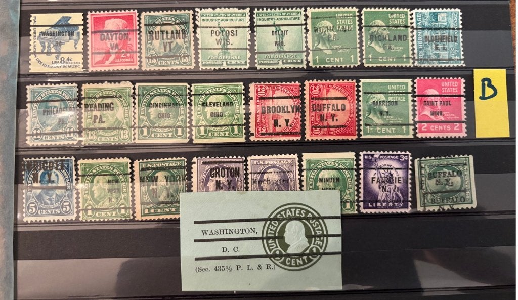 USA precancels, 25 verschillende (B), Verzenden, Gestempeld, Noord-Amerika