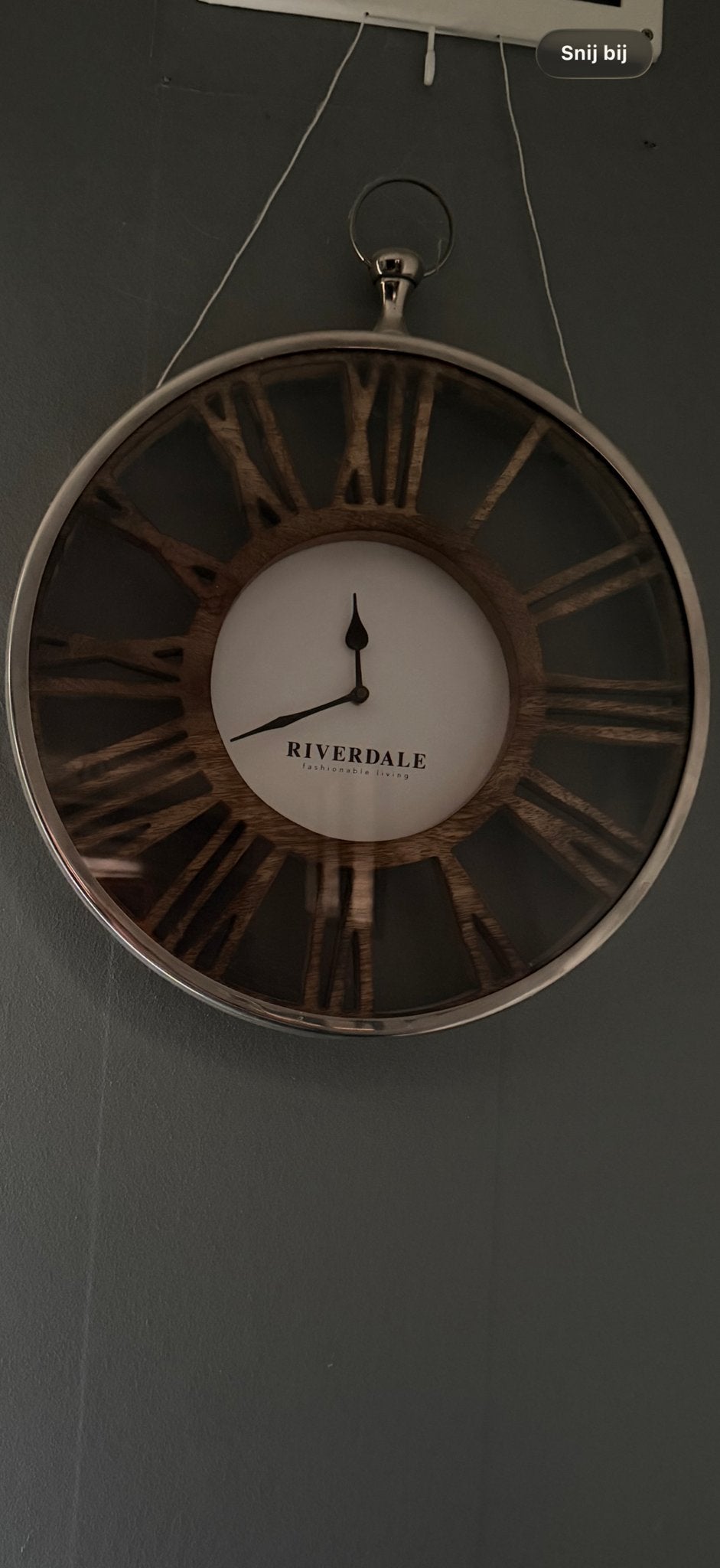 Riverdale Wandklok - Modern design met Romeinse cijfers, Ophalen, Wandklok, Analoog, Zo goed als nieuw