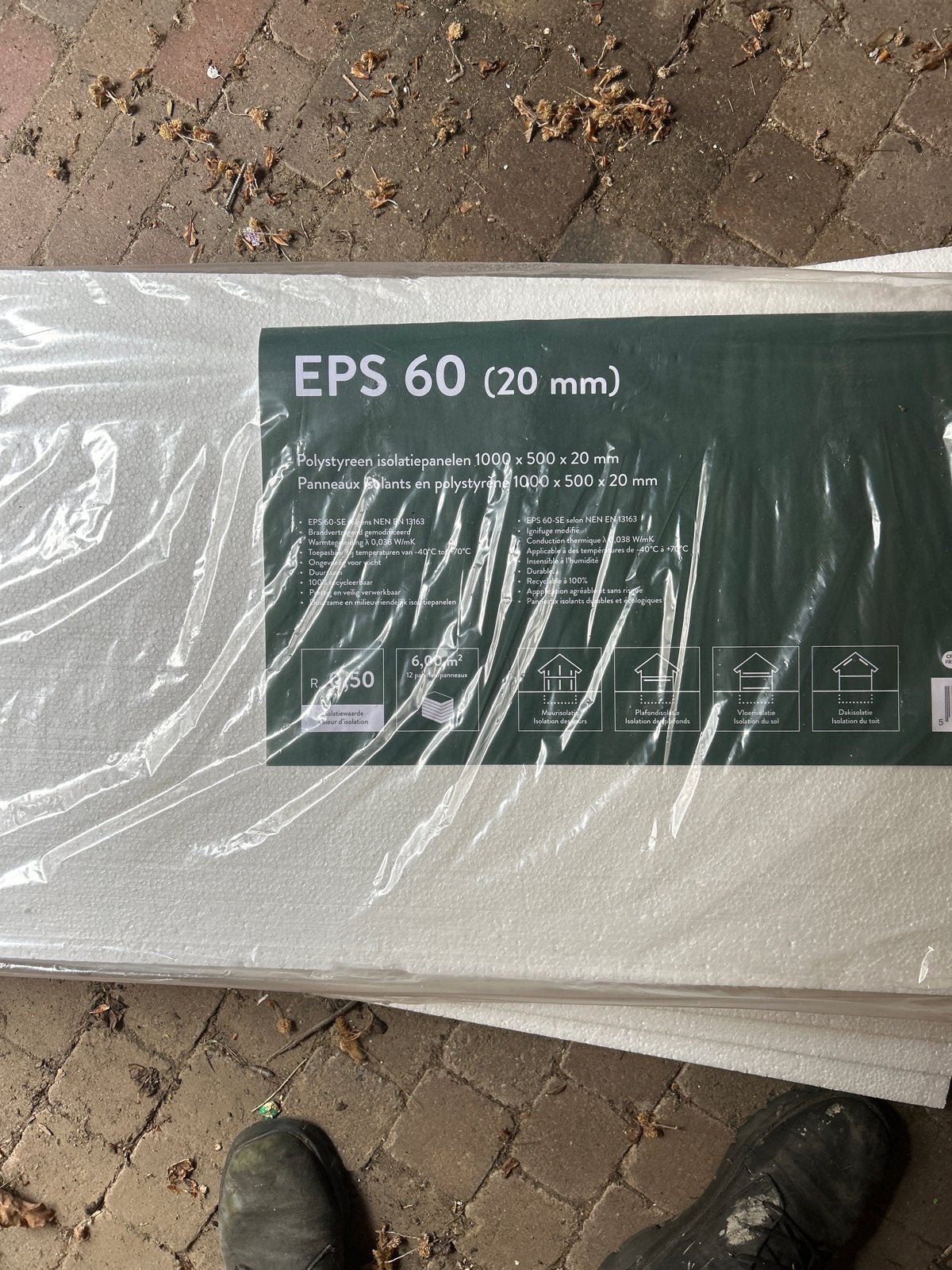 EPS 60 Isolatiepanelen 20 mm - Polystyreen, Minder dan 4 cm, Nieuw, Vloerisolatie, Piepschuim (Tempex)