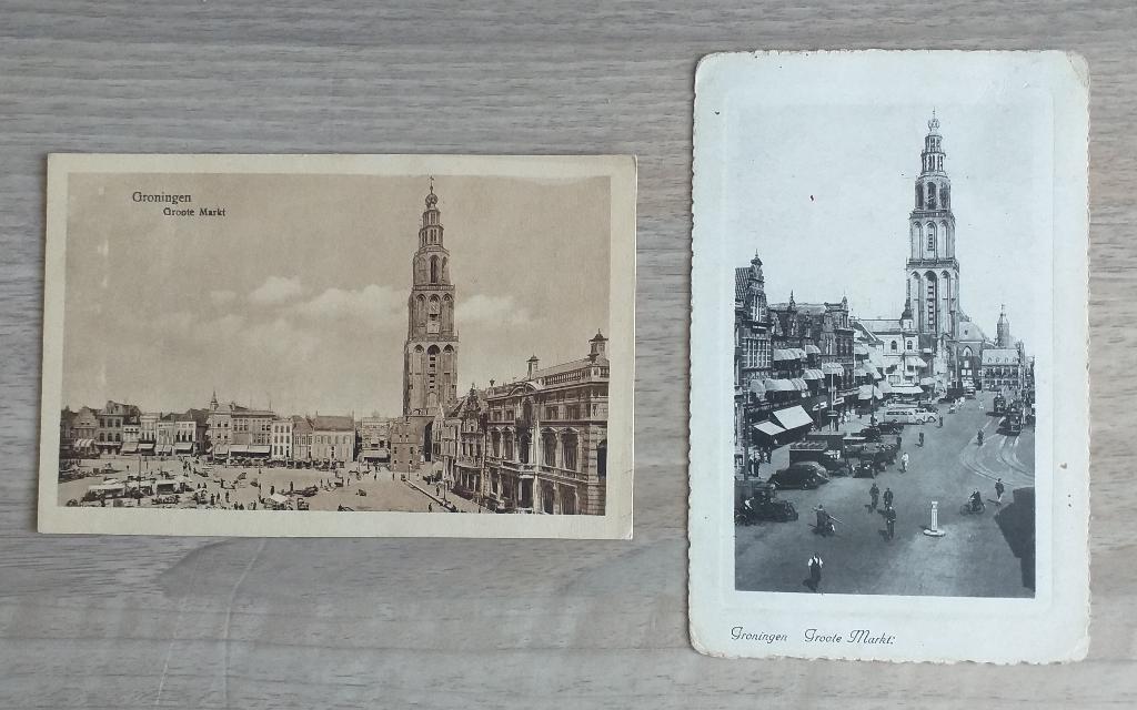 Groningen, Groote Markt. Foto/Briefkaart. 2 x., Verzenden, Voor 1920, Gelopen, Groningen