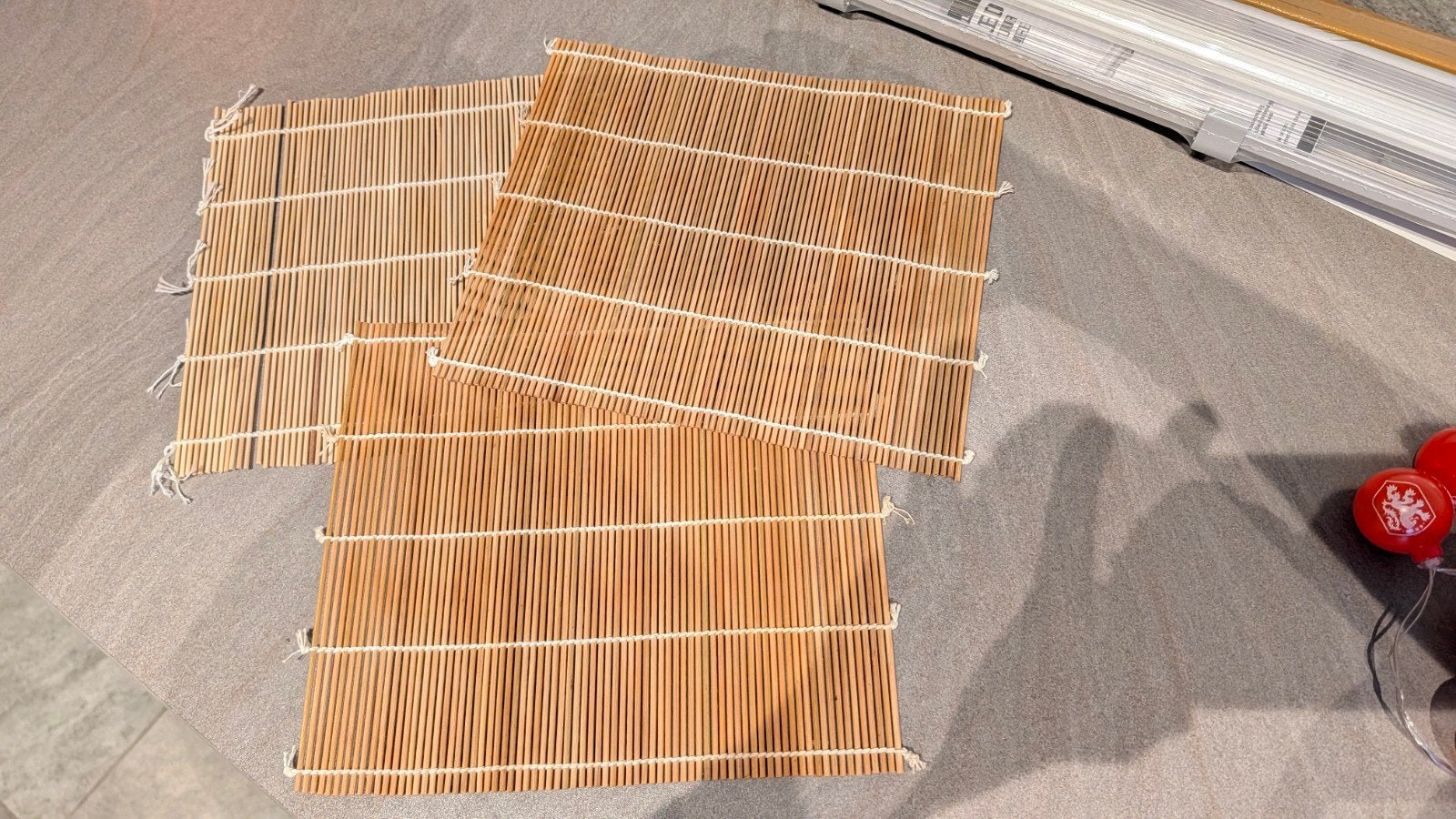 Set van 3 bamboe sushi matjes, Hout, Ophalen of Verzenden, Bruin, Overige typen