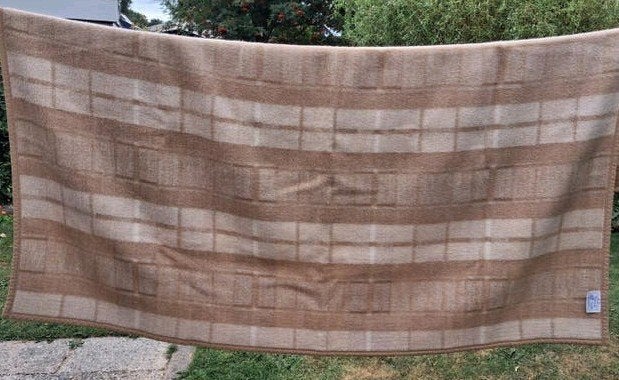 Vintage Venezia Dralon deken 150x195 cm - Made in Germany, Overige merken, Gebruikt, Bruin, Met print