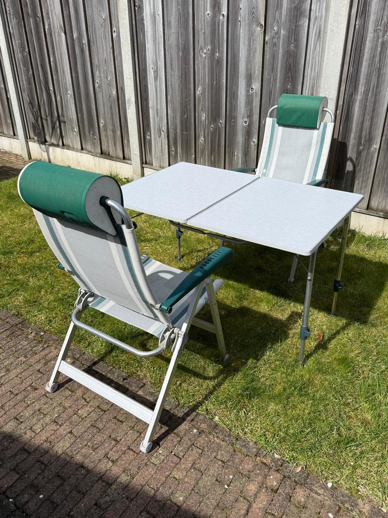 Dukdalf Campingstoelen lichtgewicht + tafel, Caravans en Kamperen, Kampeermeubelen, Ophalen, Zo goed als nieuw, Campingstoel