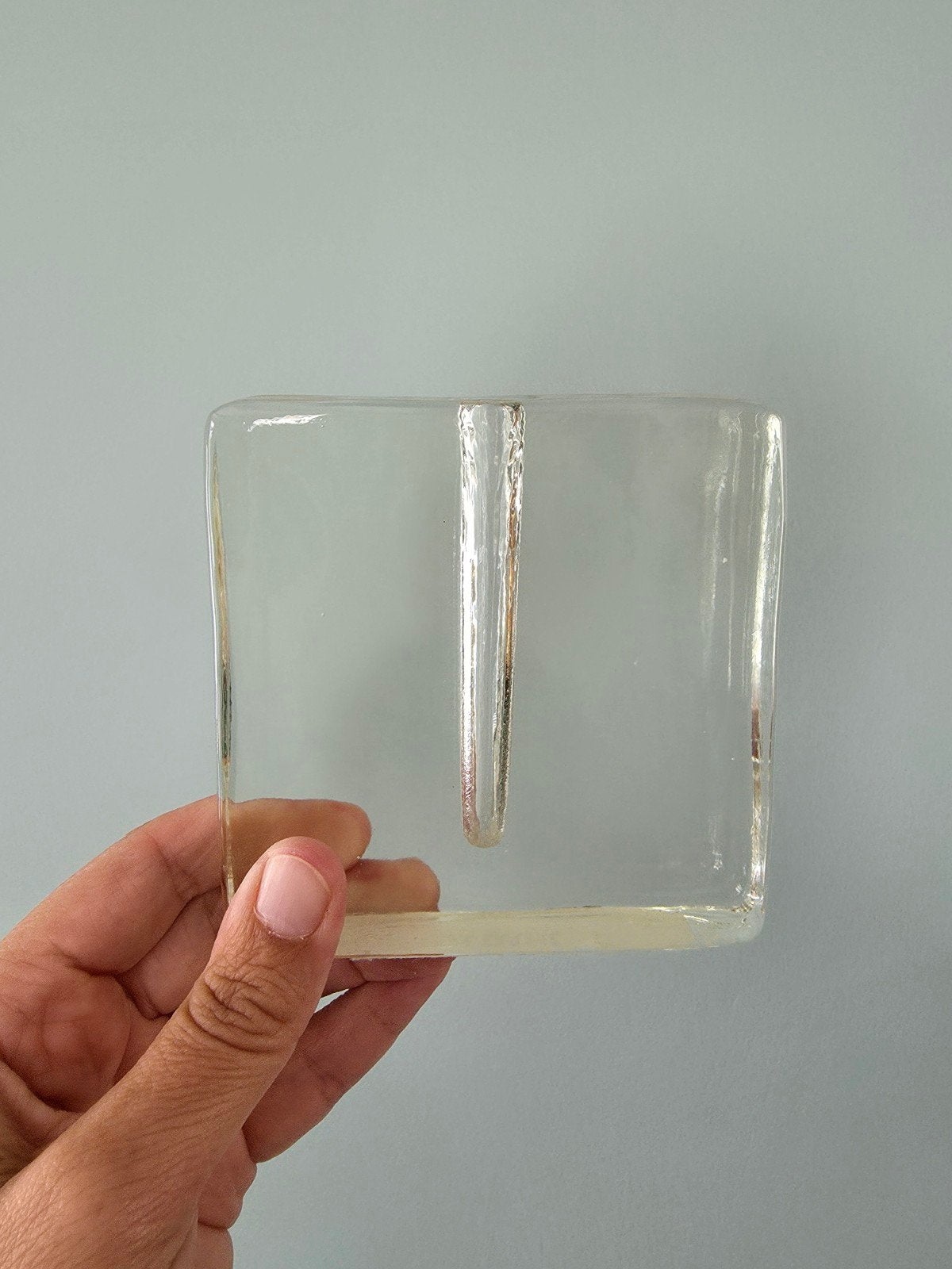 Vintage solifleur vaas, ijsglas blokvaas, Lisbeth Dahl, Antiek en Kunst, Antiek | Glas en Kristal, Ophalen of Verzenden