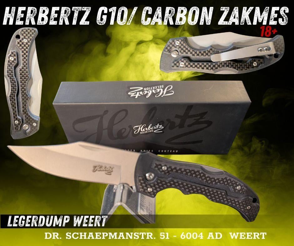 Herbertz CJH Zakmes – Carbon & G10 – AISI 440 Staal, Ophalen of Verzenden, Landmacht, Nederland, Mes of Dolk