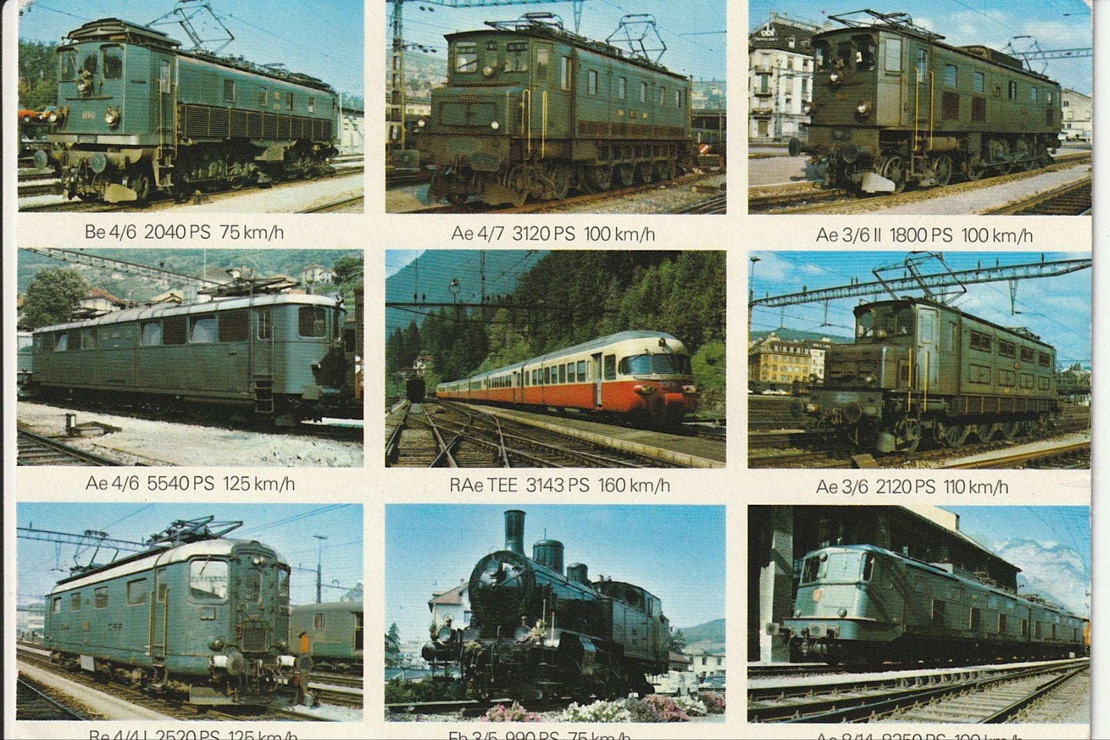 ZWITSERLAND ELEKTROSCHE LOCOMOTIEVEN DIESEL TEE RAeTREINSTEL, Ophalen of Verzenden, Gebruikt, Trein, Kaart of Prent